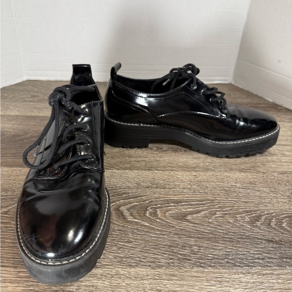 Zara Shoes - Zara Shoes Womens sz:8.5 Black Patent Oxford Platform Chunky Dark Academia Goth